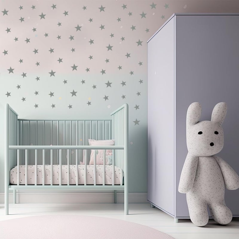 BugyBagy Assorted Silver Star Wall Vinyl Decals Stickers - 112pcs (1.18" to 1.97" Sizes) â€“ Easy Peel and Stick, Perfect for Nursery, Kids Room, Bedroom DÃ©cor by BugyBagy - Image 3